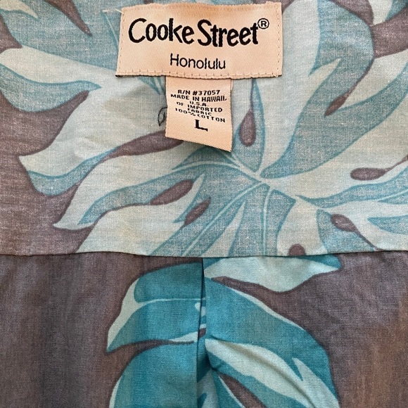 COOKE STREET Honolulu Grey & Blue Aloha Hawaiian Tropical Shirt Men L Large - Picture 6 of 7